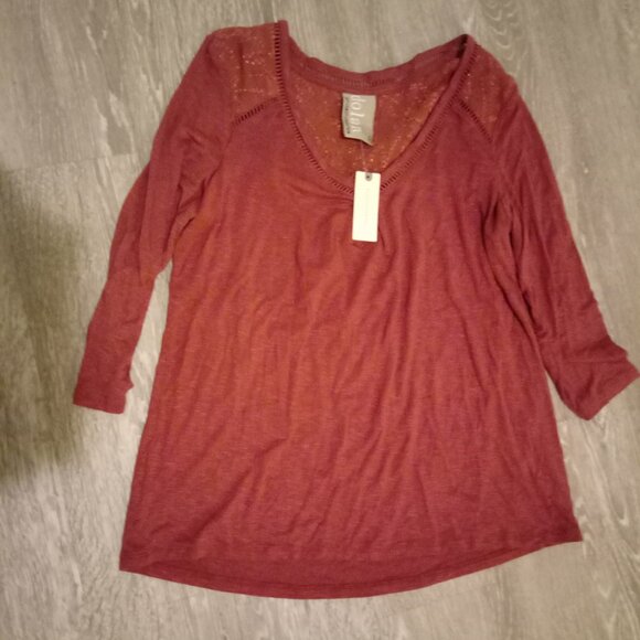 Anthropologie Dolan Left Coast Womens Small V-Neck 3/4 Sleeve Maisy Top Pink - Picture 2 of 9